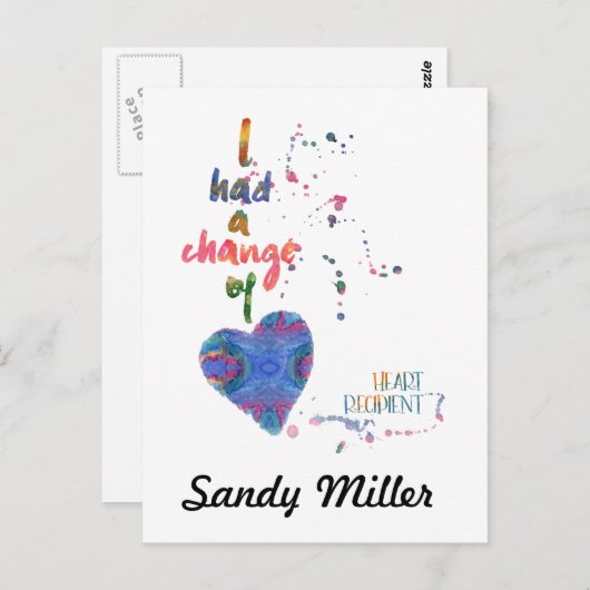 I heeft Change of Heart Recipient Briefkaart (Voorkant / Achterkant)