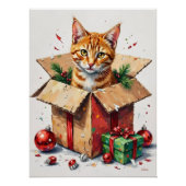 I Help Unpack! Funny Cat in Christmas Shipping Box Perfect Poster (Voorkant)