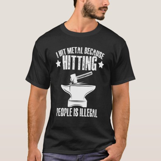 I Hit Metal Because Hitting People Is Illegal Blac T-shirt (Voorkant)
