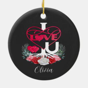 I HOOR U 2sides Personalized Dark Color Ornament
