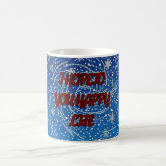 I Hope To You Happy Life Blue Snowflake Coffee Mug Koffiemok