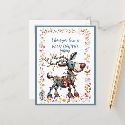 I Hope You Have A DEER-LIGHTFUL Holiday Feestdagenkaart (Voorkant / Achterkant in situ)