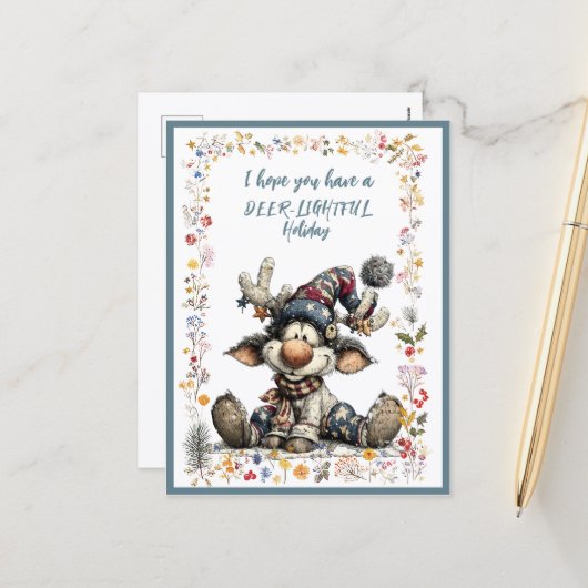 I Hope You Have A DEER-LIGHTFUL Holiday Feestdagenkaart (Voorkant / Achterkant in situ)