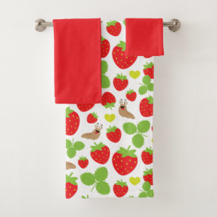 I hou van aardbeien naadloos patroon bad handdoek