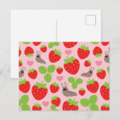 I hou van aardbeien naadloos patroon briefkaart (Voorkant / Achterkant)