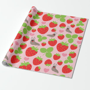 I hou van aardbeien naadloos patroon cadeaupapier