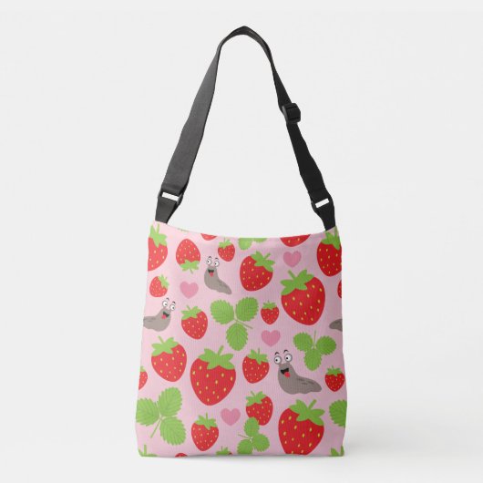 I hou van aardbeien naadloos patroon crossbody tas (Voorkant)