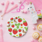 I hou van aardbeien naadloos patroon papieren bordje (Feest)