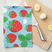 I hou van aardbeien naadloos patroon theedoek (Quarter Fold)