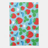 I hou van aardbeien naadloos patroon theedoek (Verticaal)