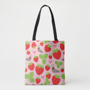 I hou van aardbeien naadloos patroon tote bag