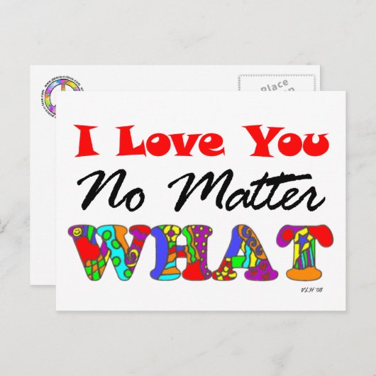 "I houdt van u Geen Kwestie wat" Briefkaart (Voorkant / Achterkant)