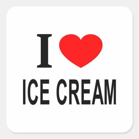 I ❤️ ICE CREAM I LIEFT VAN ICE CREAM I HEART ICE C VIERKANTE STICKER (Voorkant)