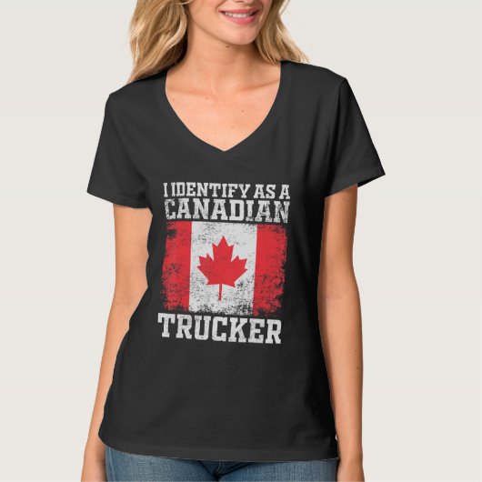 I Identify As A Canadian Trucker Support 2022 Mand T-shirt (Voorkant)