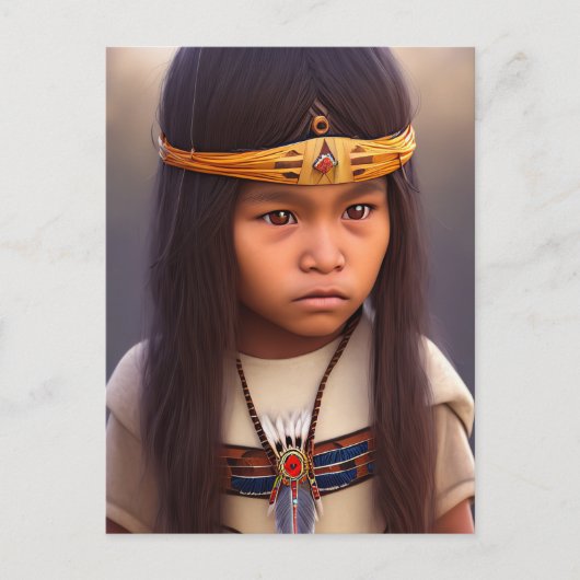 i\iNDIAN LITTLE Native American BOY Briefkaarten (Voorkant)