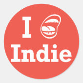 I [>] Indie Ronde Sticker (Voorkant)
