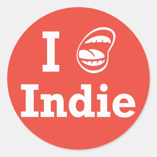 I [>] Indie Ronde Sticker (Voorkant)