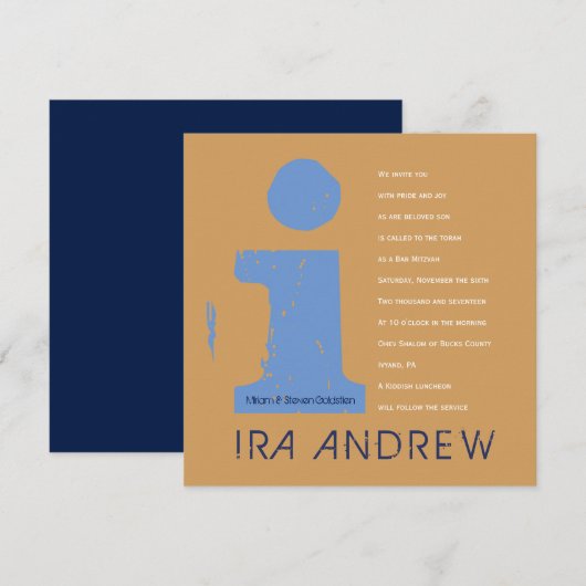 I Initiaal Collectie Bar Bat Mitzvah Uitnodiging (Voorkant / Achterkant)