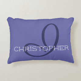 I Initiaal Modern Name Blue Stylish Cute Accent Kussen