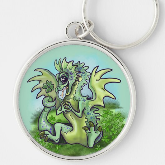 "i is Lucky!" lil van Shamrock Dragon Sleutelhanger (Voorkant)
