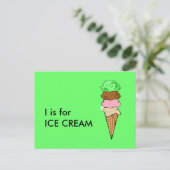 "I" is voor Ice Cream Alphabet Flashcard Briefkaart (Staand voorkant)