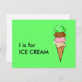 "I" is voor Ice Cream Alphabet Flashcard Briefkaart (Voorkant / Achterkant)