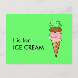 "I" is voor Ice Cream Alphabet Flashcard Briefkaart