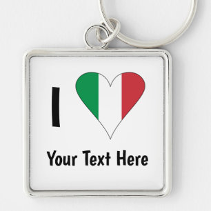 I (Italiaanse Vlag Hart Liefde) Uw Tekst Sleutelhanger