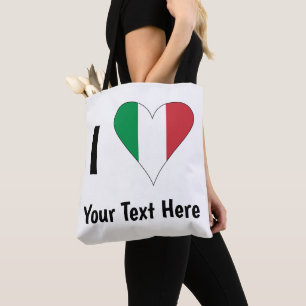 I (Italiaanse Vlag Hart Liefde) Uw Tekst Tote Bag