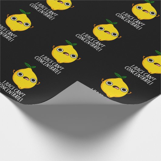 I Juice Can't Concentrate Funny Lemon Pun Dark BG Cadeaupapier (Hoek)