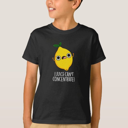 I Juice Can't Concentrate Funny Lemon Pun Dark BG T-shirt (Voorkant)