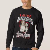 I Just Freaking Love Lhasa Apsos Dog Raglan Baseba Trui (Voorkant)