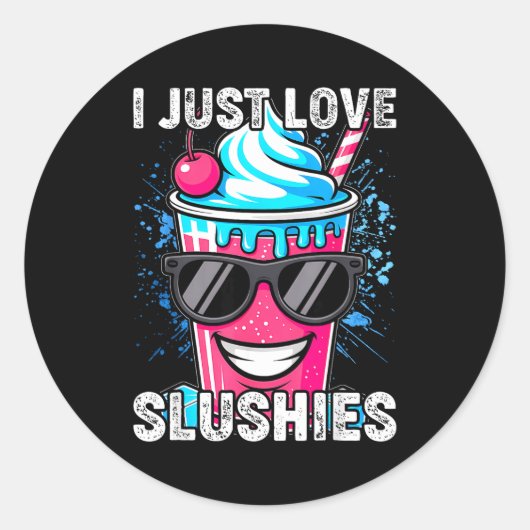I Just Love Slushies Cool Fun Summer Slushy Drink  Ronde Sticker (Voorkant)