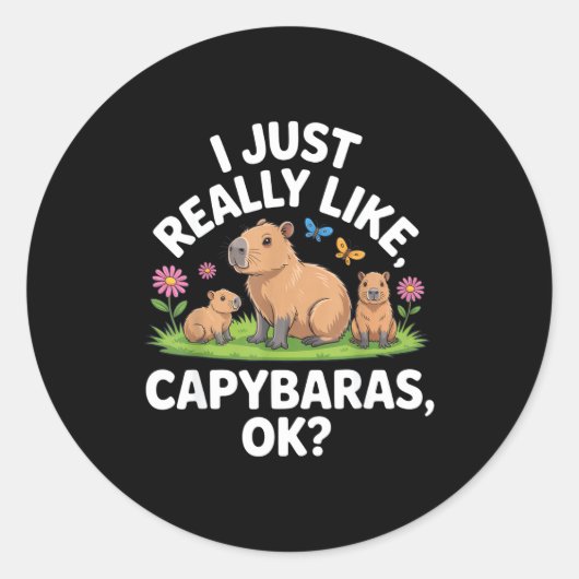 I Just Really Like Capybaras Ok_ Animal Lover Funn Ronde Sticker (Voorkant)