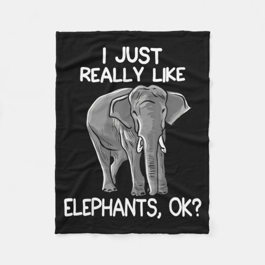 I Just Really Like Elephants Funny Elephant Lover  Fleece Deken (Voorkant)