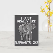 I Just Really Like Elephants Funny Elephant Lover  Kaart (Gele Bloem)