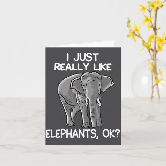 I Just Really Like Elephants Funny Elephant Lover  Kaart (Gele Bloem)