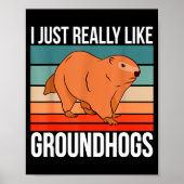 I Just Really Like Groundhogs Retro Groundhog Poster (Voorkant)