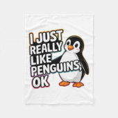I Just Really Like Penguins Ok Funny Design Fleece Deken (Voorkant)