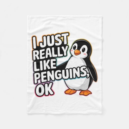 I Just Really Like Penguins Ok Funny Design Fleece Deken (Voorkant)