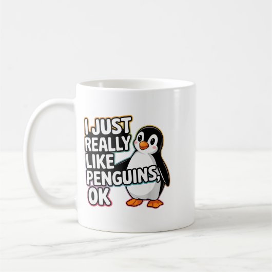 I Just Really Like Penguins Ok Funny Design  Koffiemok (Links)