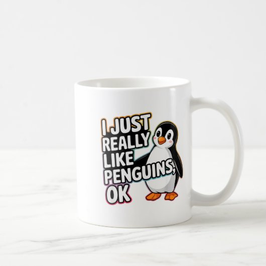 I Just Really Like Penguins Ok Funny Design  Koffiemok (Rechts)