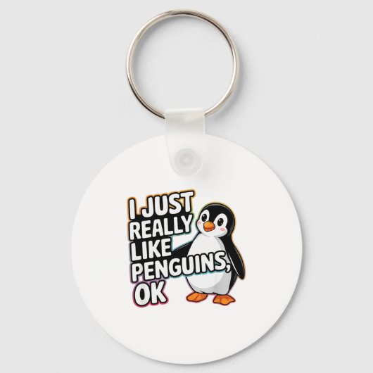 I Just Really Like Penguins Ok Funny Design  Sleutelhanger (Voorkant)