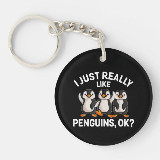 I Just Really Like Penguins OK Funny Penguin Lover Sleutelhanger (Voorkant)