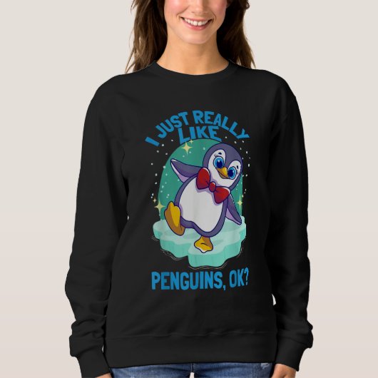 I Just Really Like Penguins Penguin Trui (Voorkant)
