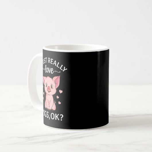 I Just Really Like Pigs, OK Kids Boys Love Pigs Koffiemok (Voorkant links)