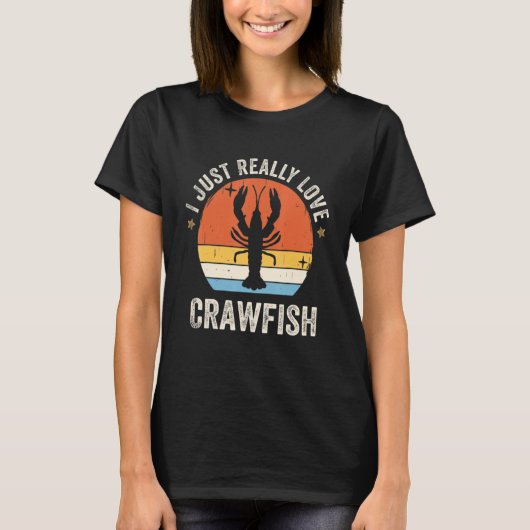 I Just Really Love Crawfish 80s Retro T-shirt (Voorkant)