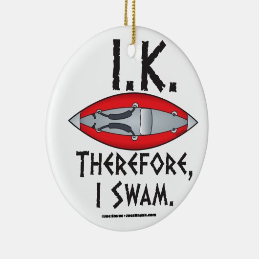 I.K. Daarom zwom ik grappige kajak Keramisch Ornament (Rechts)