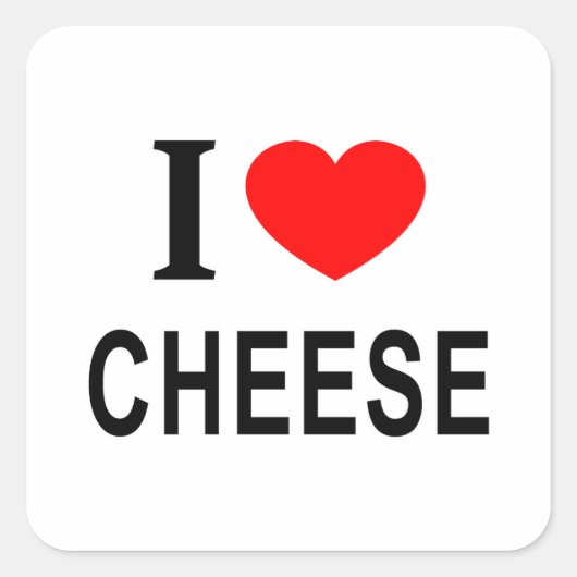 I ❤️ KAAS I LIVE CHEESE I HEART CHEESE SQUARE ST VIERKANTE STICKER (Voorkant)