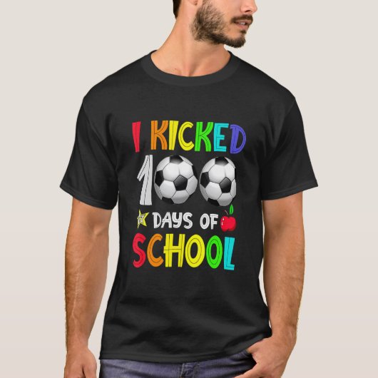 I Kicked 100 Days Of School 100th Soccer Player Ki T-shirt (Voorkant)